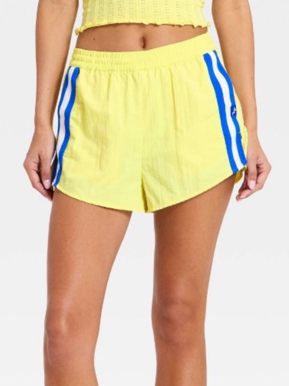 Joylab contrast trim woven shorts yellow and blue NWT x